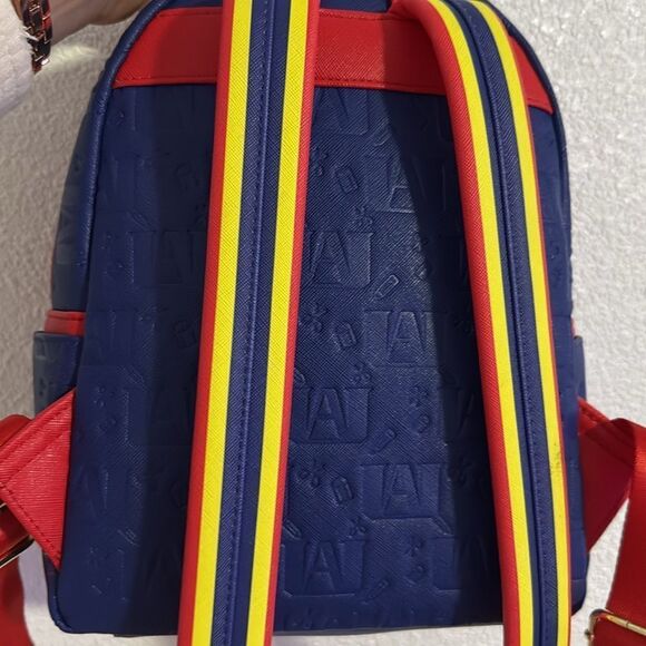 NEW-Loungefly- My Hero Academia Group Debossed Logo Mini Backpack Anime-blue/red - Picture 6 of 8